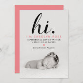 モダンタイポグラフィ「こんにちは」 写真誕生のお知らせ 案内状 (正面/裏面)