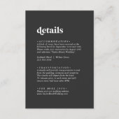 モダンタイポグラフィ |チャコールグレー結婚の詳細 エンクロージャーカード (正面)
