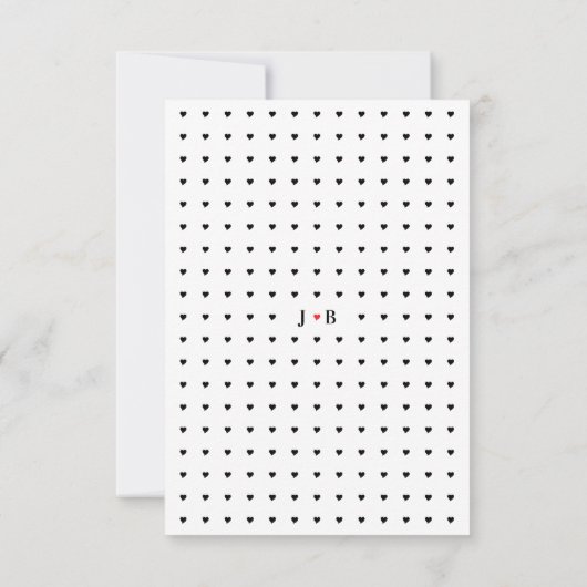 モダンタイポグラフィ&ハートウェディングRSVPカード挿入 出欠カード (裏面)