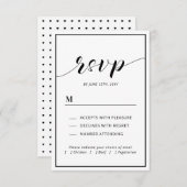 モダンタイポグラフィ&ハートウェディングRSVPカード挿入 出欠カード (正面/裏面)