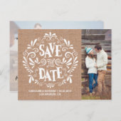 モダンタイポグラフィ | バーラップ |日付はがきを保存 案内ポストカード (正面/裏面)