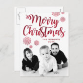 モダンタイポグラフィ | メリークリスマススクリプト | フォト シーズンポストカード (正面/裏面)