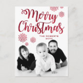 モダンタイポグラフィ | メリークリスマススクリプト | フォト シーズンポストカード (正面)