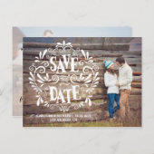 モダンタイポグラフィ |日付はがきを保存 案内ポストカード (正面/裏面)