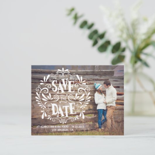 モダンタイポグラフィ |日付はがきを保存 案内ポストカード (スタンド正面)