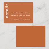 モダンタイポグラフィ |焼けたオレンジ結婚のウェブサイト エンクロージャーカード (正面/裏面)