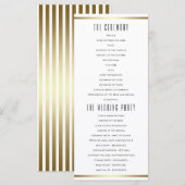 モダンタイポグラフィ |白と金ゴールドの結婚式 プログラム (正面/裏面)