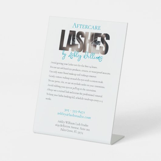 モダンタイポグラフィ「LASHES by」アフターケア 台座サイン (正面)