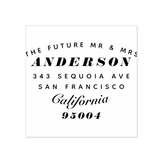 モダンタイポグラフィ「The Future Mr & Mrs.」の住所 ラバースタンプ (インプリント)