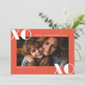 モダンタイポグラフィXOXOハッピーバレンタインデー写真 シーズンカード (スタンド正面)