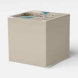 モダンタウペアクアピーコックフェザー結婚式の引き出物ボー フェイバーボックス