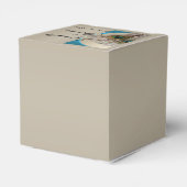 モダンタウペアクアピーコックフェザー結婚式の引き出物ボー フェイバーボックス (裏面サイド)