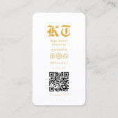 モダンタトゥーアーティストタトゥースタジオホワイト金ゴールド 名刺 (裏面)