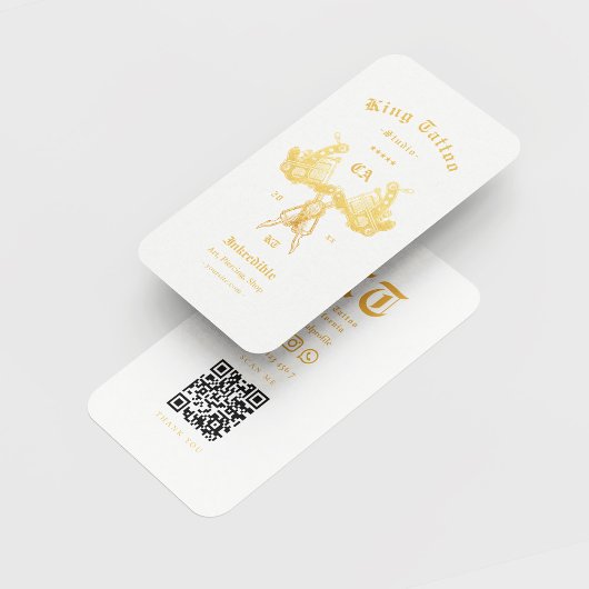 モダンタトゥーアーティストタトゥースタジオホワイト金ゴールド 名刺