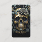 モダンタトゥーアーティストフローラスカル金ゴールドゴシック 名刺 (正面)