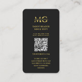 モダンタロットリーダスピリチュアルモノグラムブラック金ゴールド 名刺 (裏面)