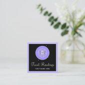 モダンタロット読の占い師パープル&ブラック スクエア名刺 (スタンド正面)