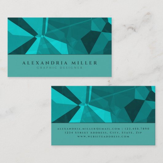 モダンターコイズとティール（緑がかった色）抽象芸術 名刺 (正面/裏面)