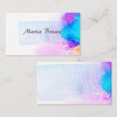 モダンターコイズとパープル抽象芸術アートデザイン 名刺 (正面/裏面)