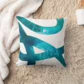 モダンターコイズと白絵を描芸術的 クッション (ブランケット)