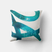 モダンターコイズと白絵を描芸術的 クッション (裏面)