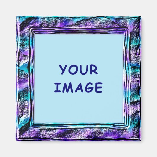 モダンターコイズと紫フェイク縁ど マグネット (正面)