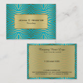 モダンターコイズと金ゴールド縞模様 名刺 (正面/裏面)