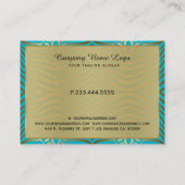 モダンターコイズと金ゴールド縞模様 名刺 (裏面)