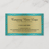 モダンターコイズと金ゴールド縞模様 名刺 (裏面)