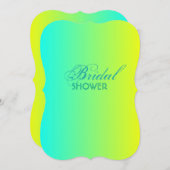 モダンターコイズイエローグリーングラデーションブライダルシャワー 招待状 (正面/裏面)