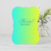 モダンターコイズイエローグリーングラデーションブライダルシャワー 招待状 (スタンド正面)