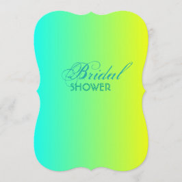 モダンターコイズイエローグリーングラデーションブライダルシャワー 招待状