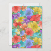 モダンターコイズウォーターカラーフローラl25th誕生日 招待状 (裏面)