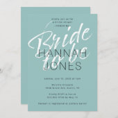 モダンターコイズエレガントミントグリーンブライダルシャワー 招待状 (正面/裏面)