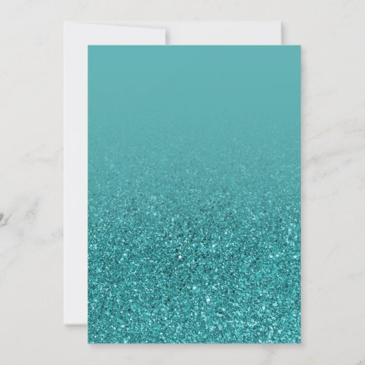 モダンターコイズグリッターグラデーションガーリー写真 案内状 (裏面)
