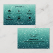モダンターコイズグリッタージュエリー気に 名刺 (正面/裏面)