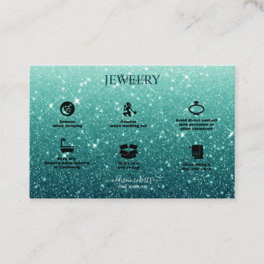 モダンターコイズグリッタージュエリー気に 名刺 (正面)