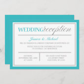 モダンターコイズグレーウェディングレセプション招待状 招待状 (正面/裏面)