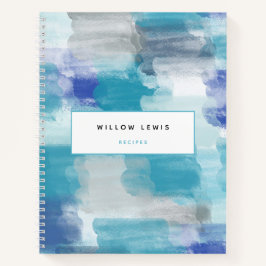 モダンターコイズグレーウォーター色レシピクックブック ノートブック
