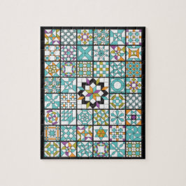 モダンターコイズサンプラーキルト ジグソーパズル