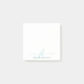 モダンターコイズスクリプトモノグラムイニシャル ポストイット (正面)