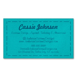 モダンターコイズステッチフェイクレザー マグネット名刺