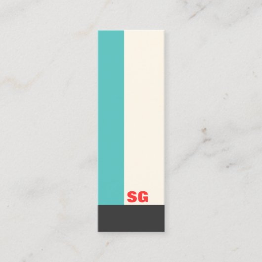 モダンターコイズストライプミニ名刺 スキニー名刺 (正面)