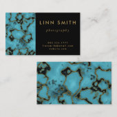 モダンターコイズストーン金ゴールドとブラック 名刺 (正面/裏面)