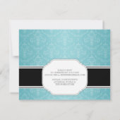 モダンターコイズダマスク ブライダルシャワー 招待状 (裏面)