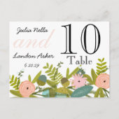 モダンターコイズチャートリュースダマスクウェディング ポストカード (正面)