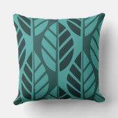 モダンターコイズパターン（の模様が）ある葉 クッション (裏面)