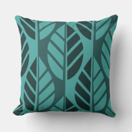 モダンターコイズパターン（の模様が）ある葉 クッション