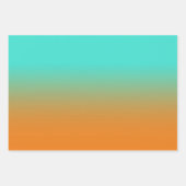 モダンターコイズピンク紫とオレンジ色のグラデーション ラッピングペーパーシート (正面)