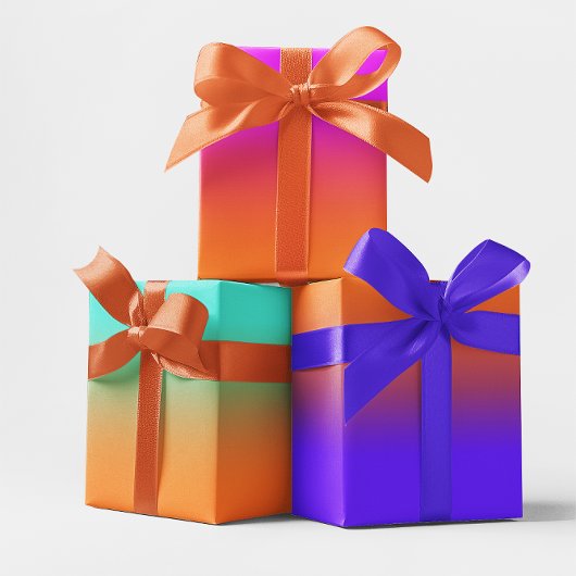 モダンターコイズピンク紫とオレンジ色のグラデーション ラッピングペーパーシート